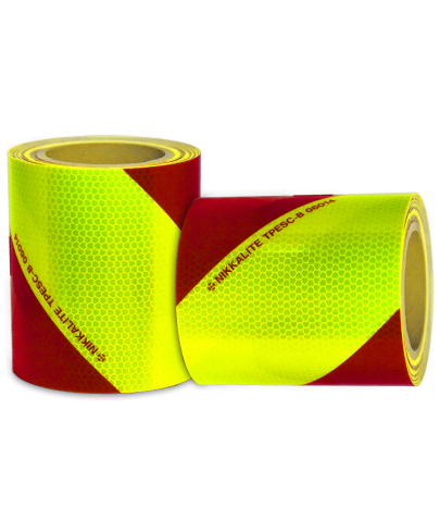 Balisage véhicule pompier rouge et jaune classe B 14cm x 9mètres