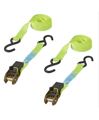 Sangle d'arrimage avec tendeur à cliquet + 2 crochets 5 mètres lot de 2 pièces