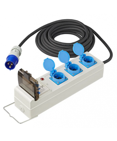 Bloc multiprises 10m 3x2,5mm² avec disjoncteur MCCB et RCD