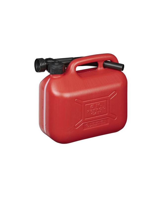 Jerrycan 5 litres plastique rouge UN + entonnoir anti-retour- Clinique Remorque- 17