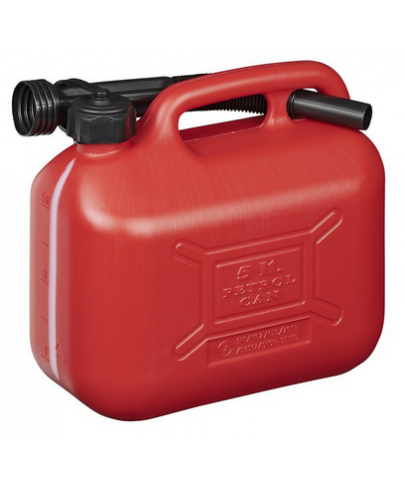 Jerrycan 5 litres plastique rouge UN + entonnoir anti-retour