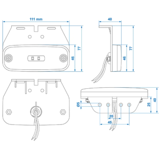Feu de position latéral 10-30V orange 110x45mm LED avec support - Clinique Remorque - 17